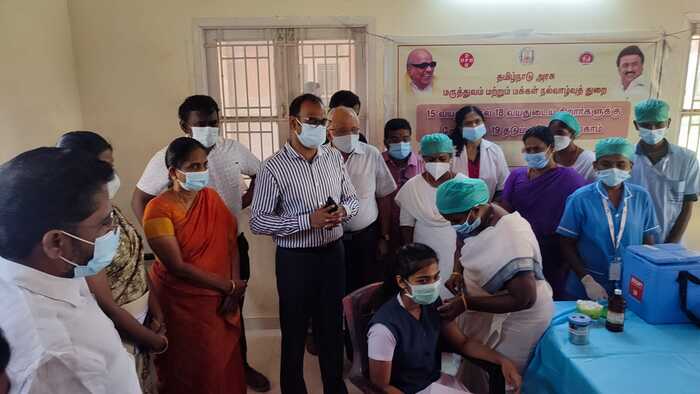 Covid -19 vaccination camp held at school in Coimbatore
